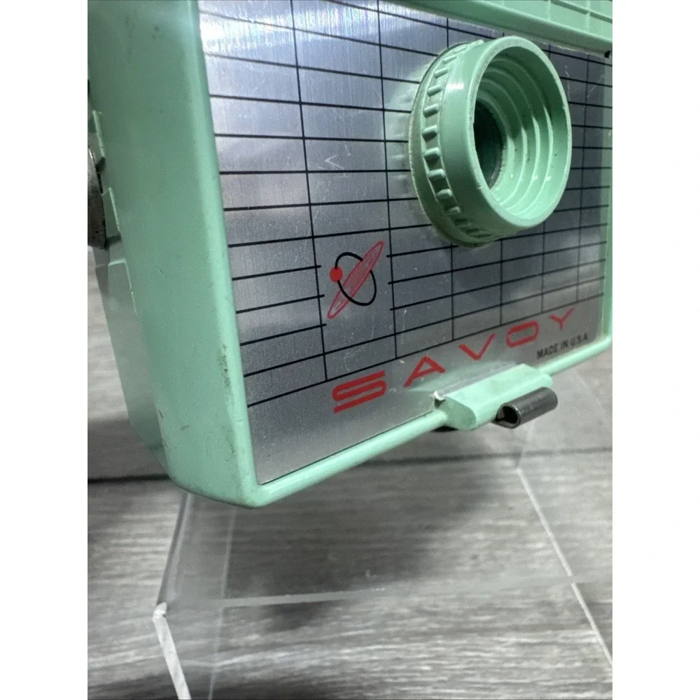 Vintage Savoy Camera Mint Seafoam Green Mid Century Atomic Logo - Untested